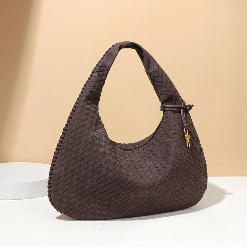 Handmade Braided Pu Soft Leather Frosted Material Braided Bag