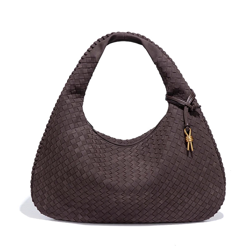 Handmade Braided Pu Soft Leather Frosted Material Braided Bag