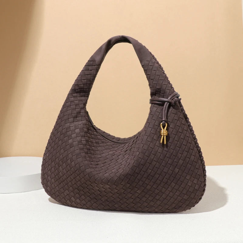 Handmade Braided Pu Soft Leather Frosted Material Braided Bag