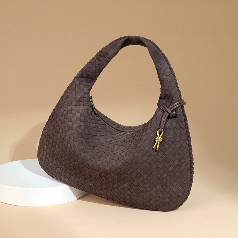 Handmade Braided Pu Soft Leather Frosted Material Braided Bag