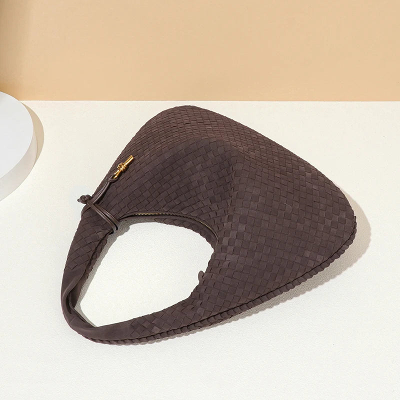 Handmade Braided Pu Soft Leather Frosted Material Braided Bag